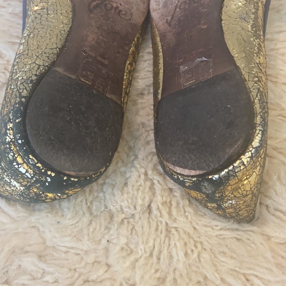 Sparkly/crackled gold and navy gold Joie ballet flats Sz 7 1/2 - 37 1/2 - Picture 3 of 8